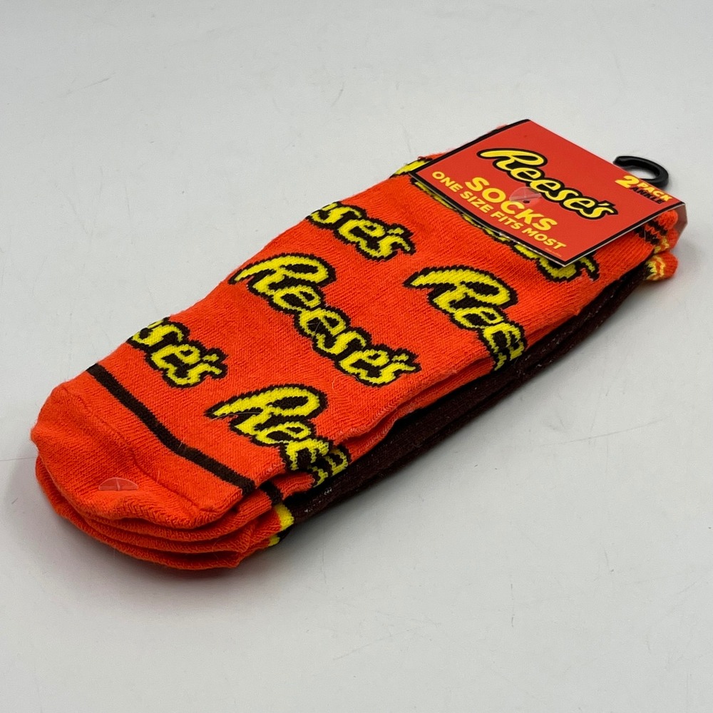 Reeses Peanut Butter Cups Ankle Socks 2 Pack Orange Brown One Size DT-20810ML2PA